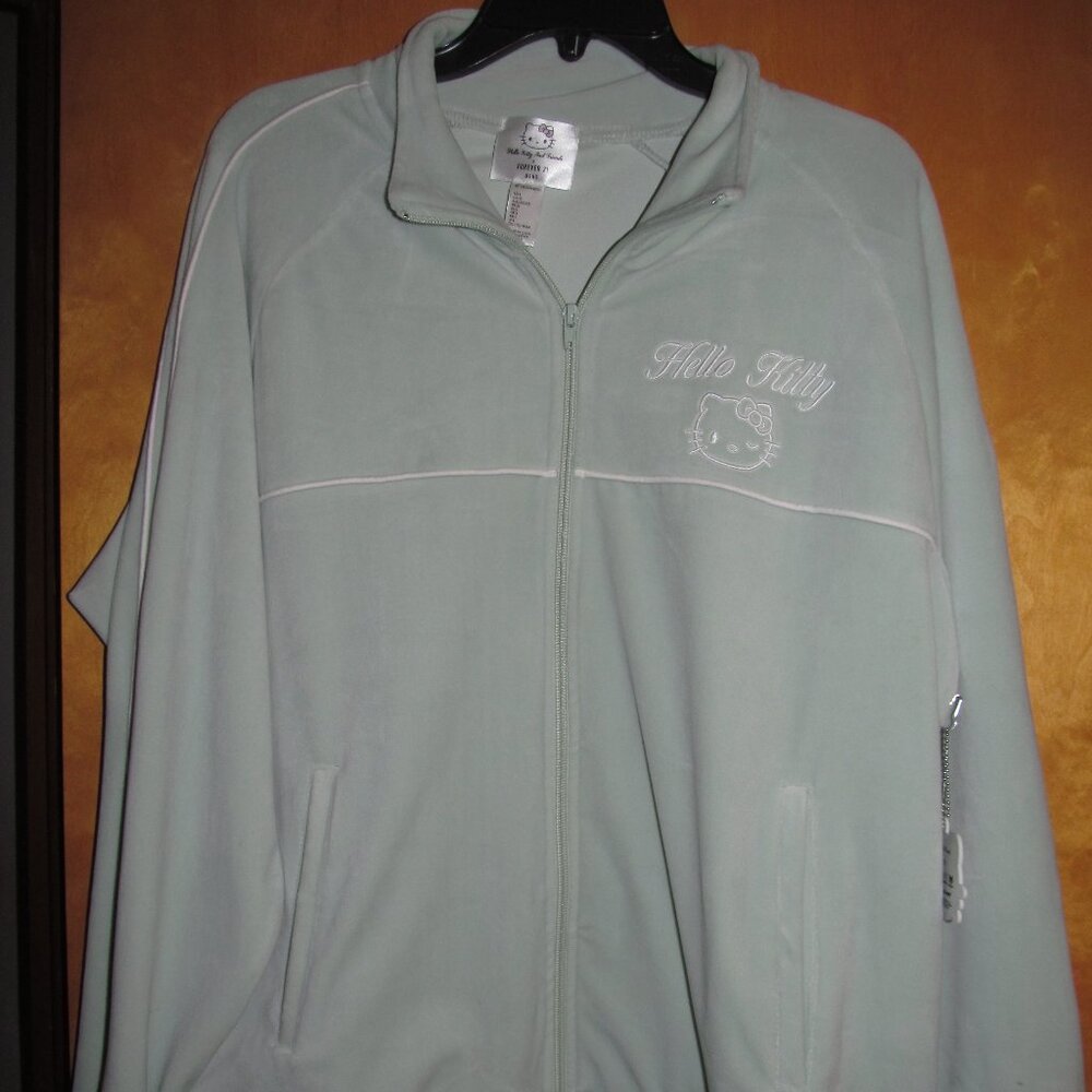 Forever 21 X Hello Kitty Mens Unisex Size Large Pastel Light Green Zip Jacket